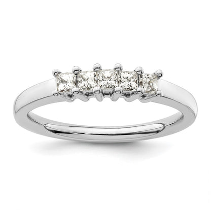 14K White Gold 5-Stone Real Diamond Band
