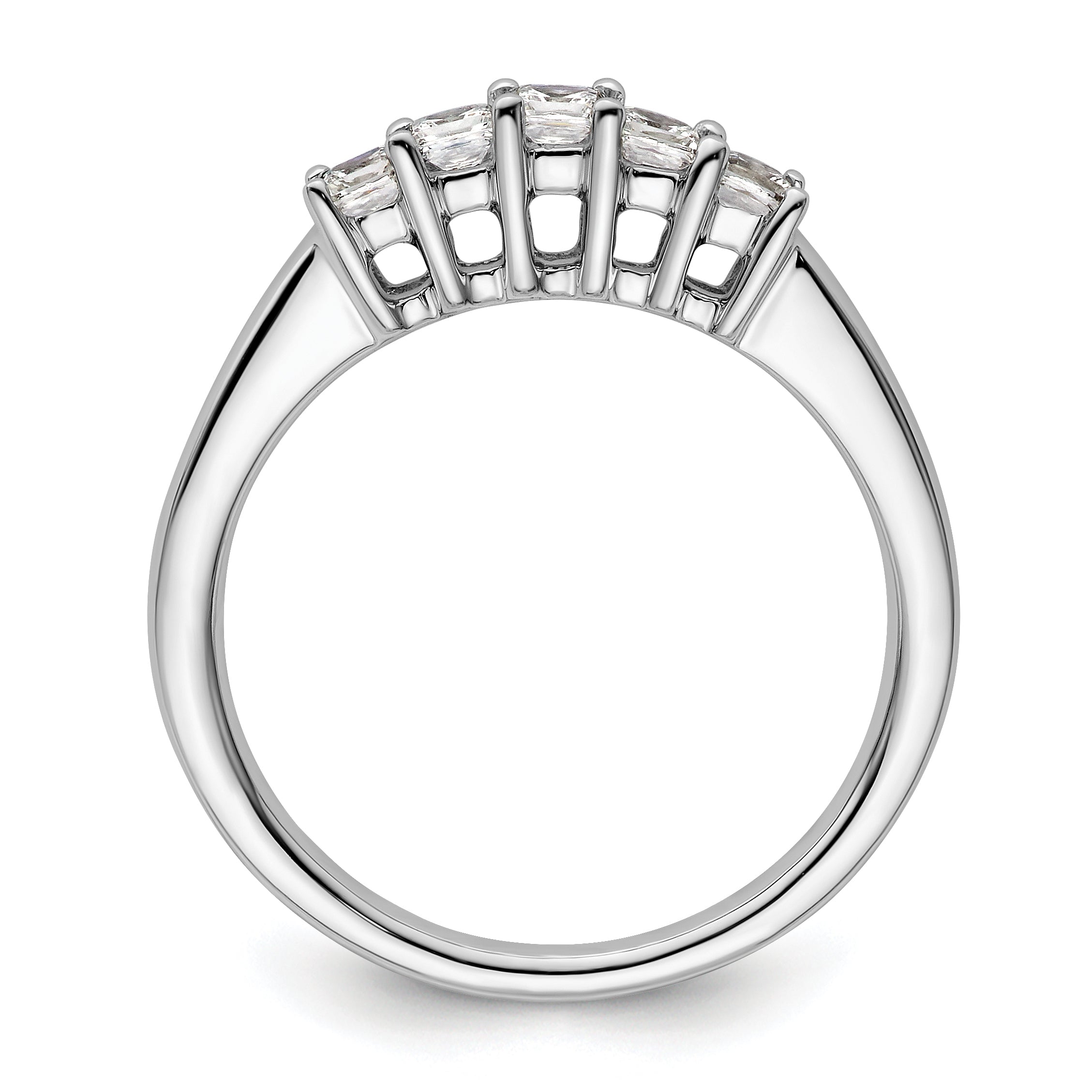 0.50ct. CZ Solid Real 14K White Gold 5-Stone Wedding Band Ring