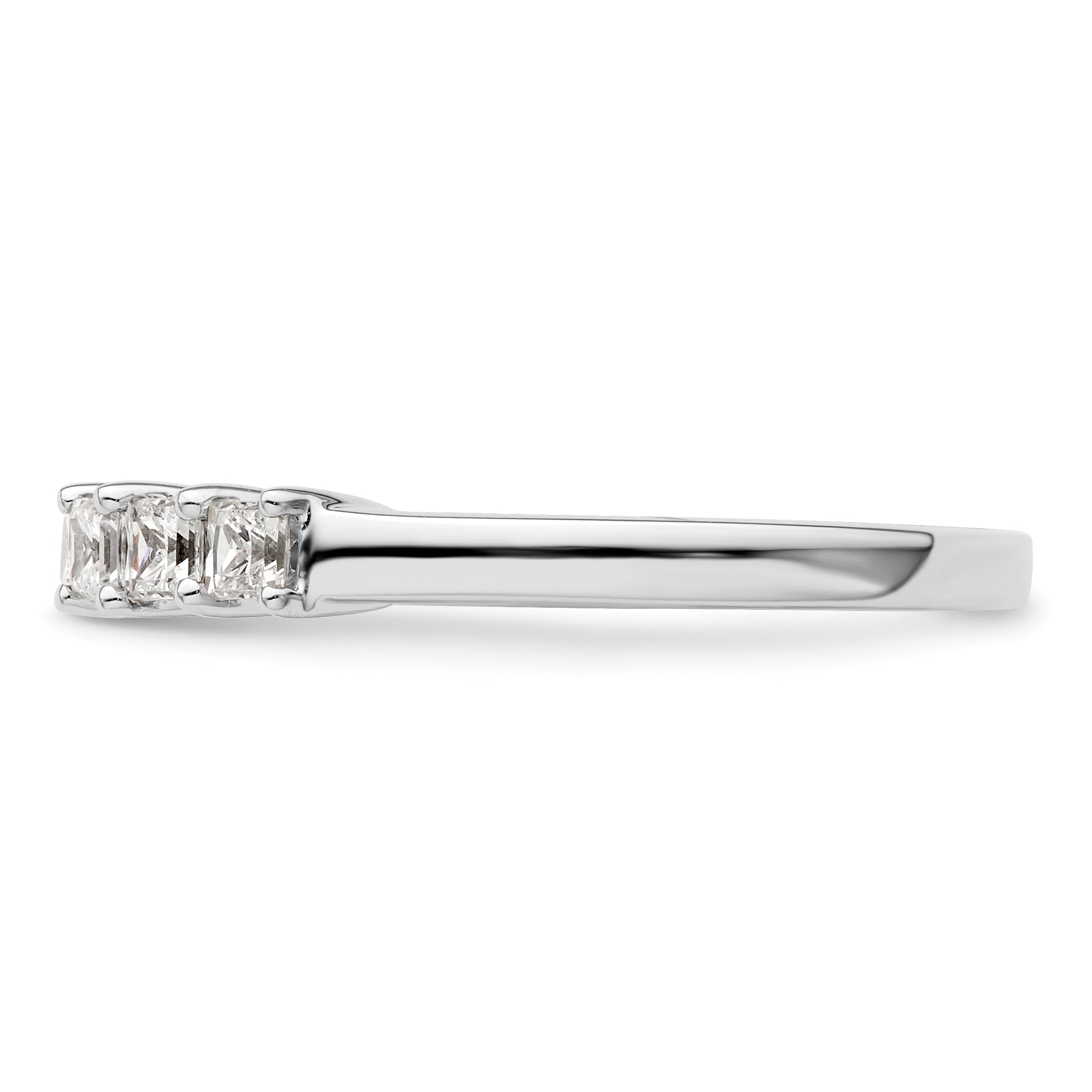 0.50ct. CZ Solid Real 14K White Gold 5-Stone Wedding Band Ring