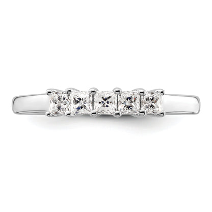 0.50ct. CZ Solid Real 14K White Gold 5-Stone Wedding Band Ring