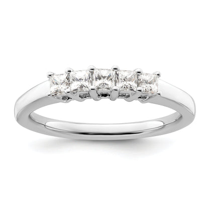 0.50ct. CZ Solid Real 14K White Gold 5-Stone Wedding Band Ring