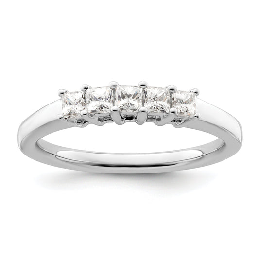 0.50ct. CZ Solid Real 14K White Gold 5-Stone Wedding Band Ring