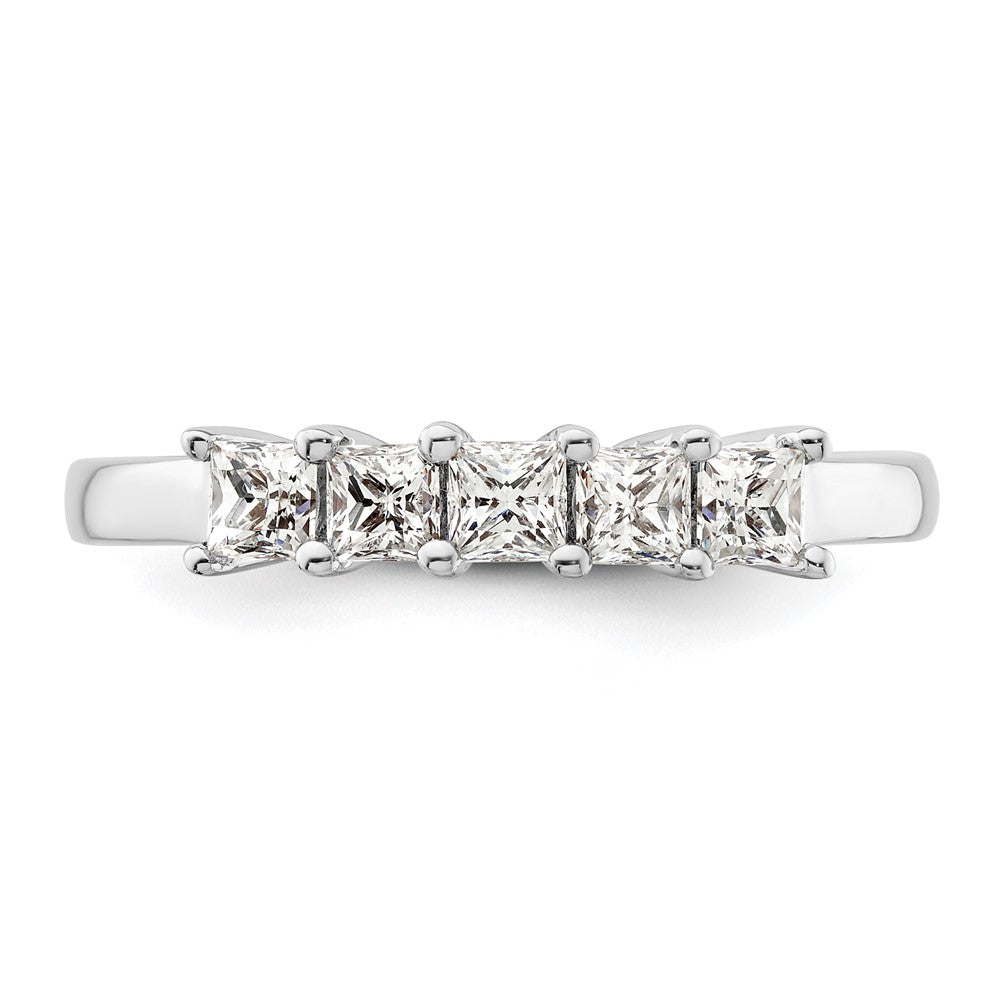 14K White Gold 5-Stone Real Diamond Band