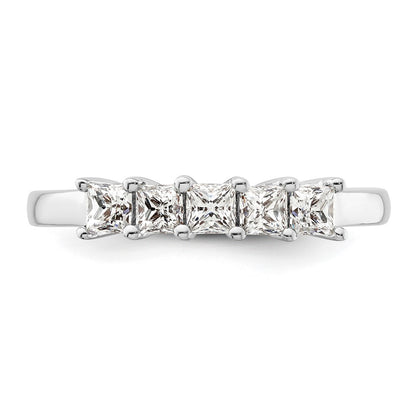 14K White Gold 5-Stone Real Diamond Band