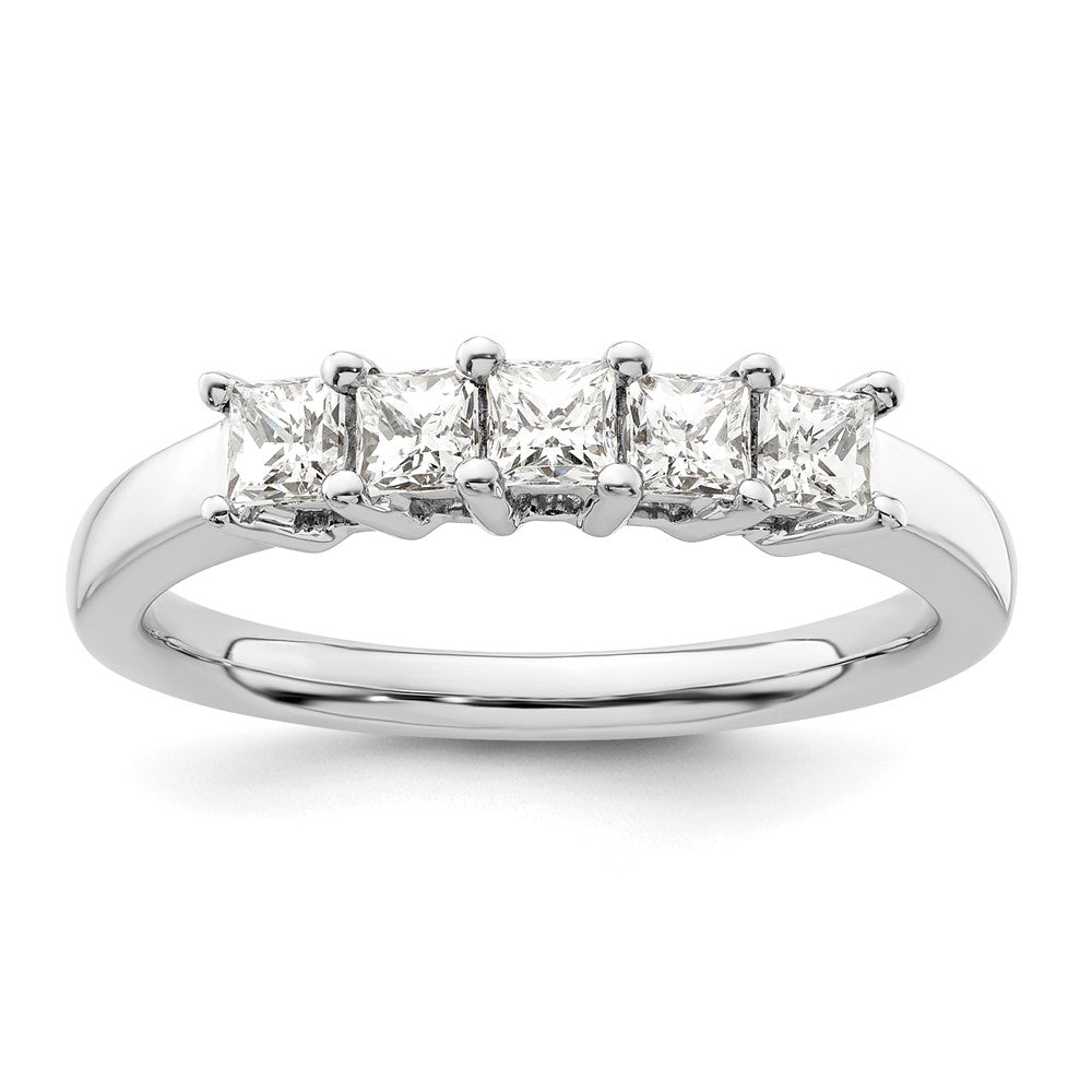 14K White Gold 5-Stone Real Diamond Band