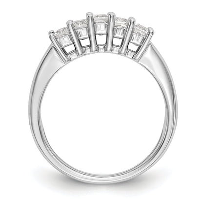 0.93ct. CZ Solid Real 14K White Gold 5-Stone Wedding Band Ring