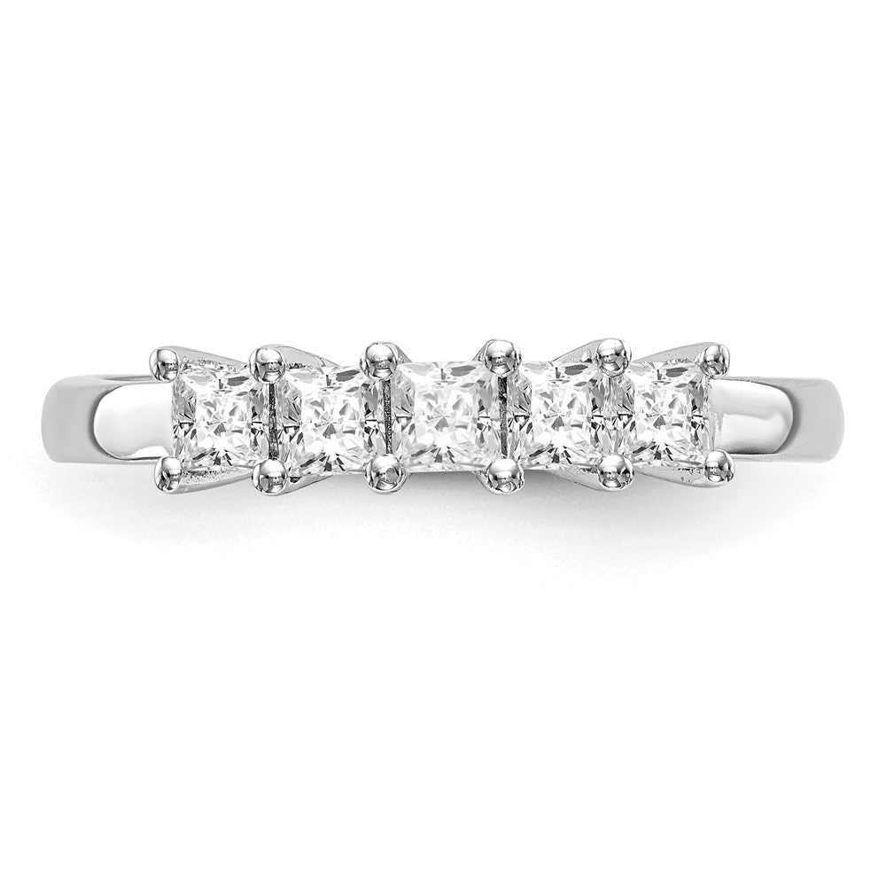 14K White Gold 5-Stone Real Diamond Band