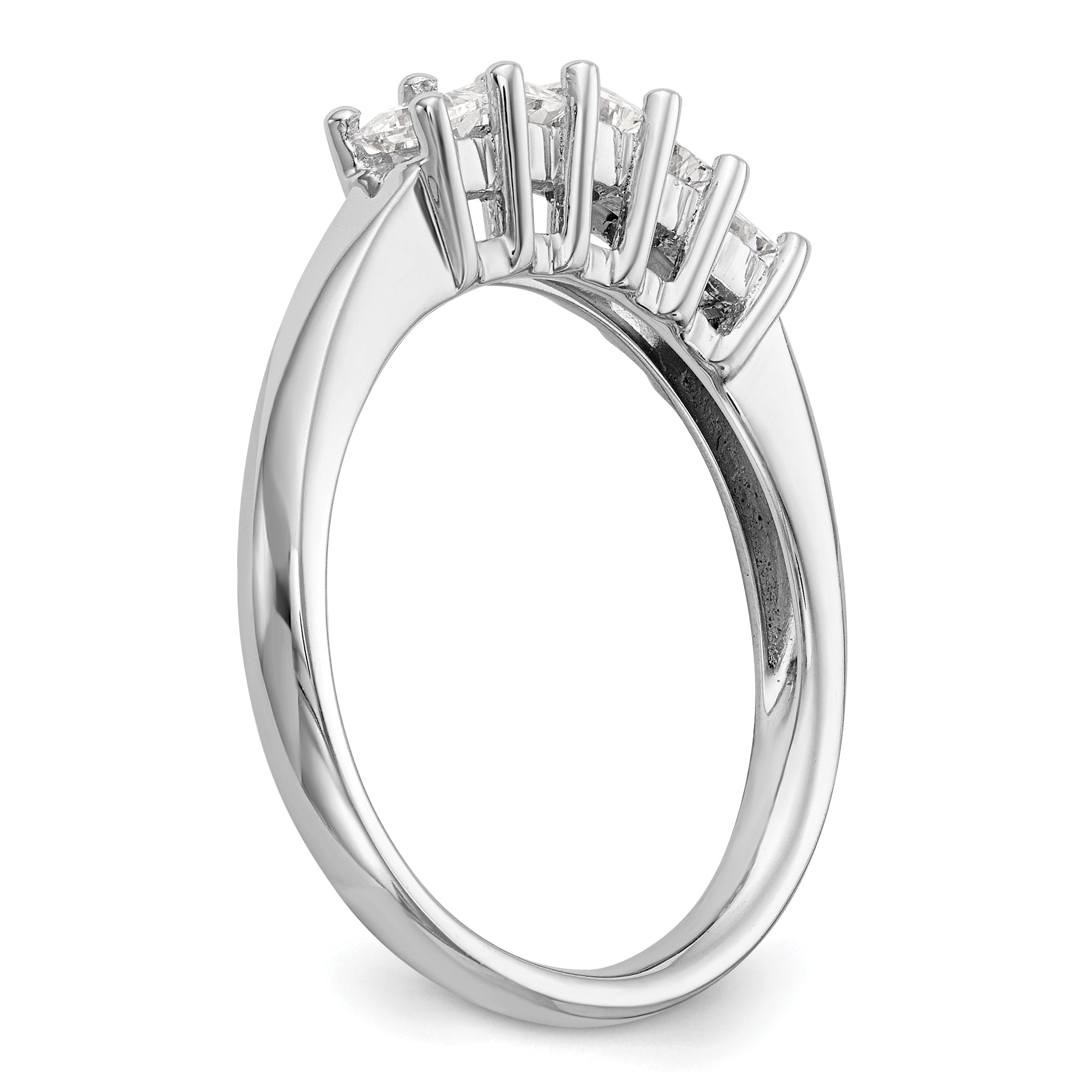 0.93ct. CZ Solid Real 14K White Gold 5-Stone Wedding Band Ring