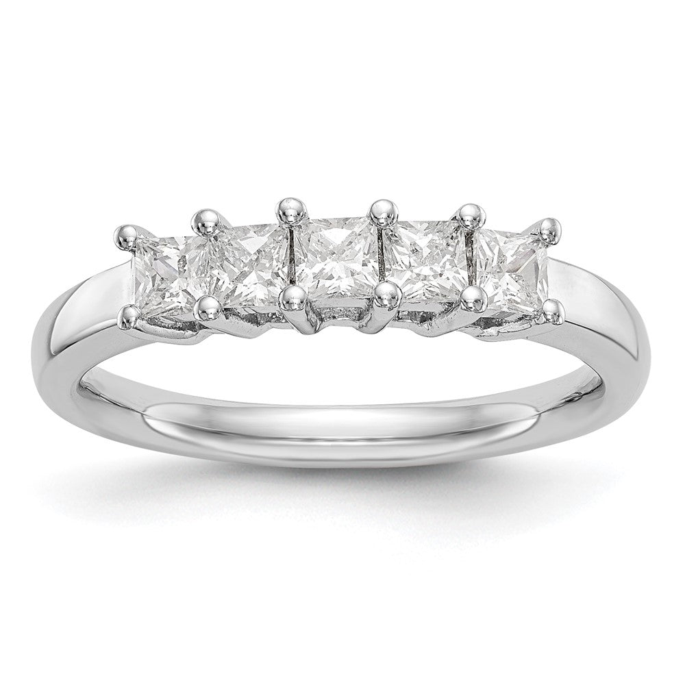 14K White Gold 5-Stone Real Diamond Band