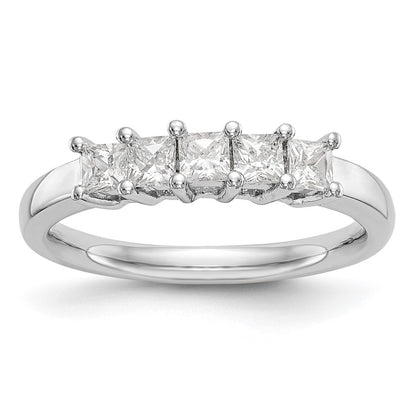 14K White Gold 5-Stone Real Diamond Band