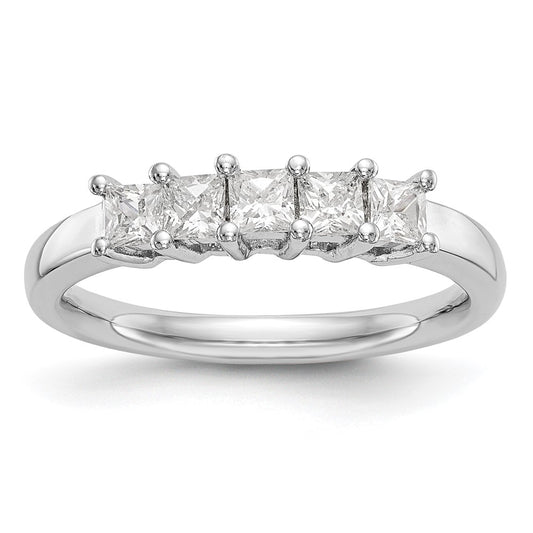 14K White Gold 5-Stone Real Diamond Band