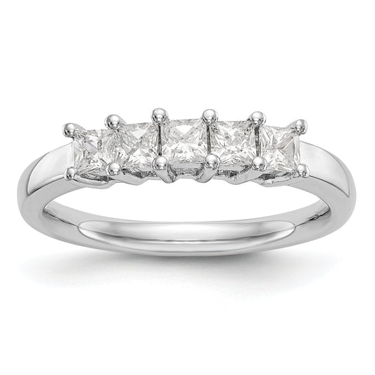 0.93ct. CZ Solid Real 14K White Gold 5-Stone Wedding Band Ring
