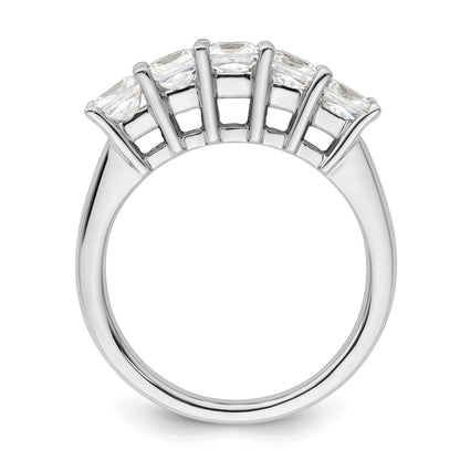 14K White Gold 5-Stone Real Diamond Band