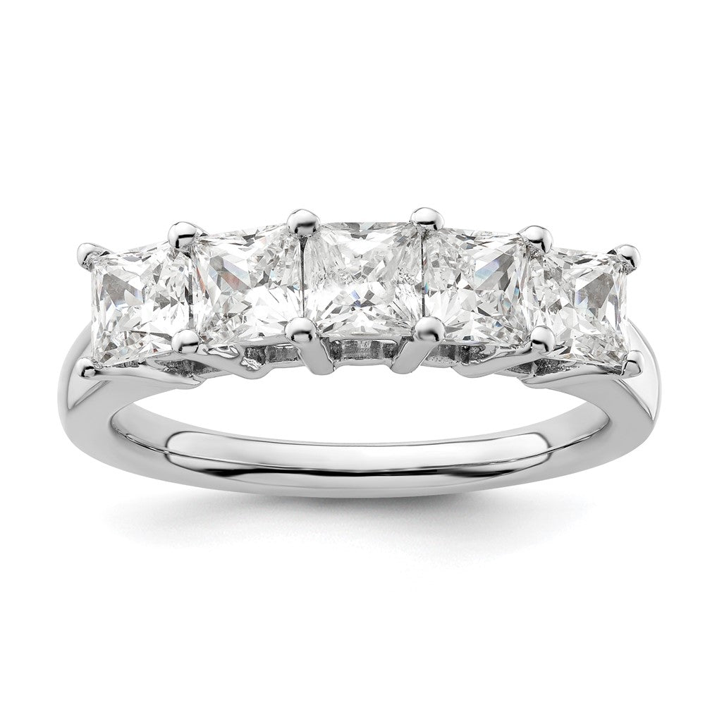 14K White Gold 5-Stone Real Diamond Band