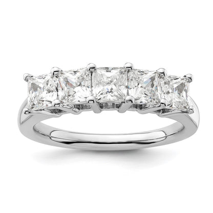 14K White Gold 5-Stone Real Diamond Band