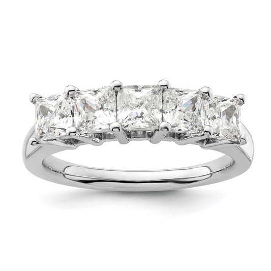 14K White Gold 5-Stone Real Diamond Band