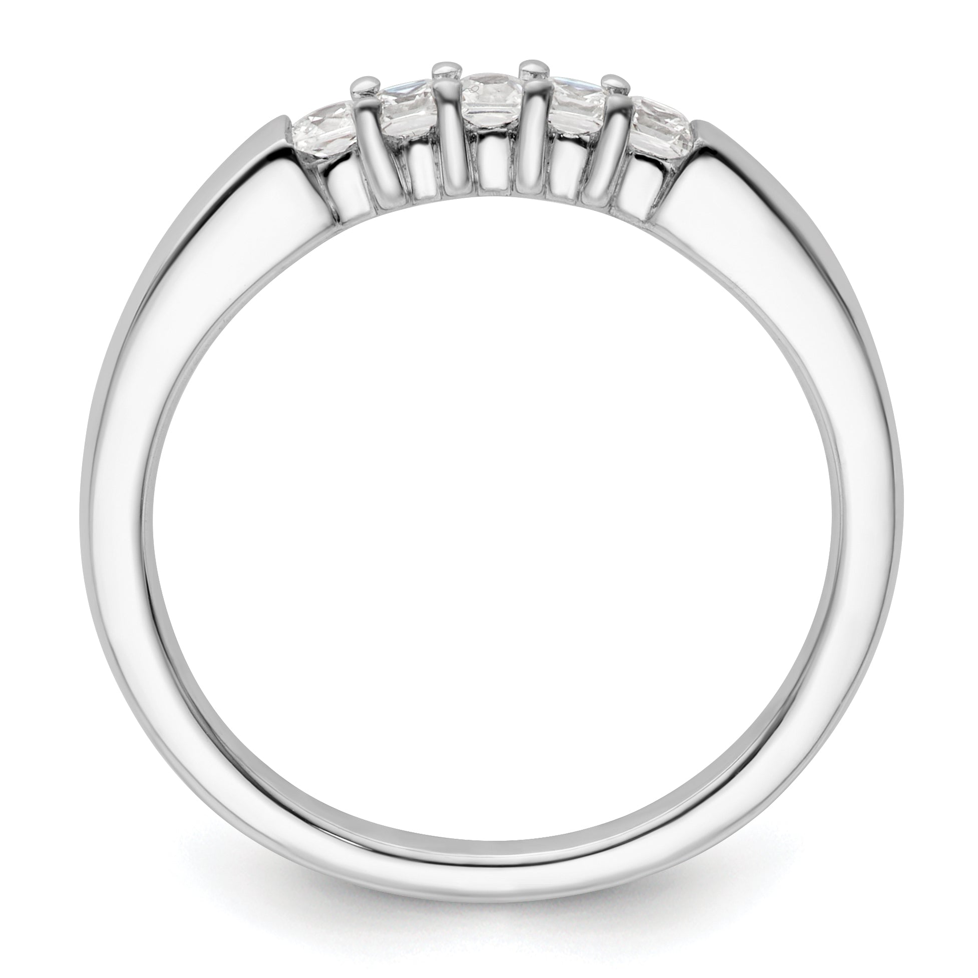 0.25ct. CZ Solid Real 14K White Gold 5-Stone Wedding Band Ring