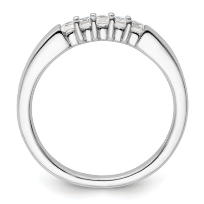 0.25ct. CZ Solid Real 14K White Gold 5-Stone Wedding Band Ring