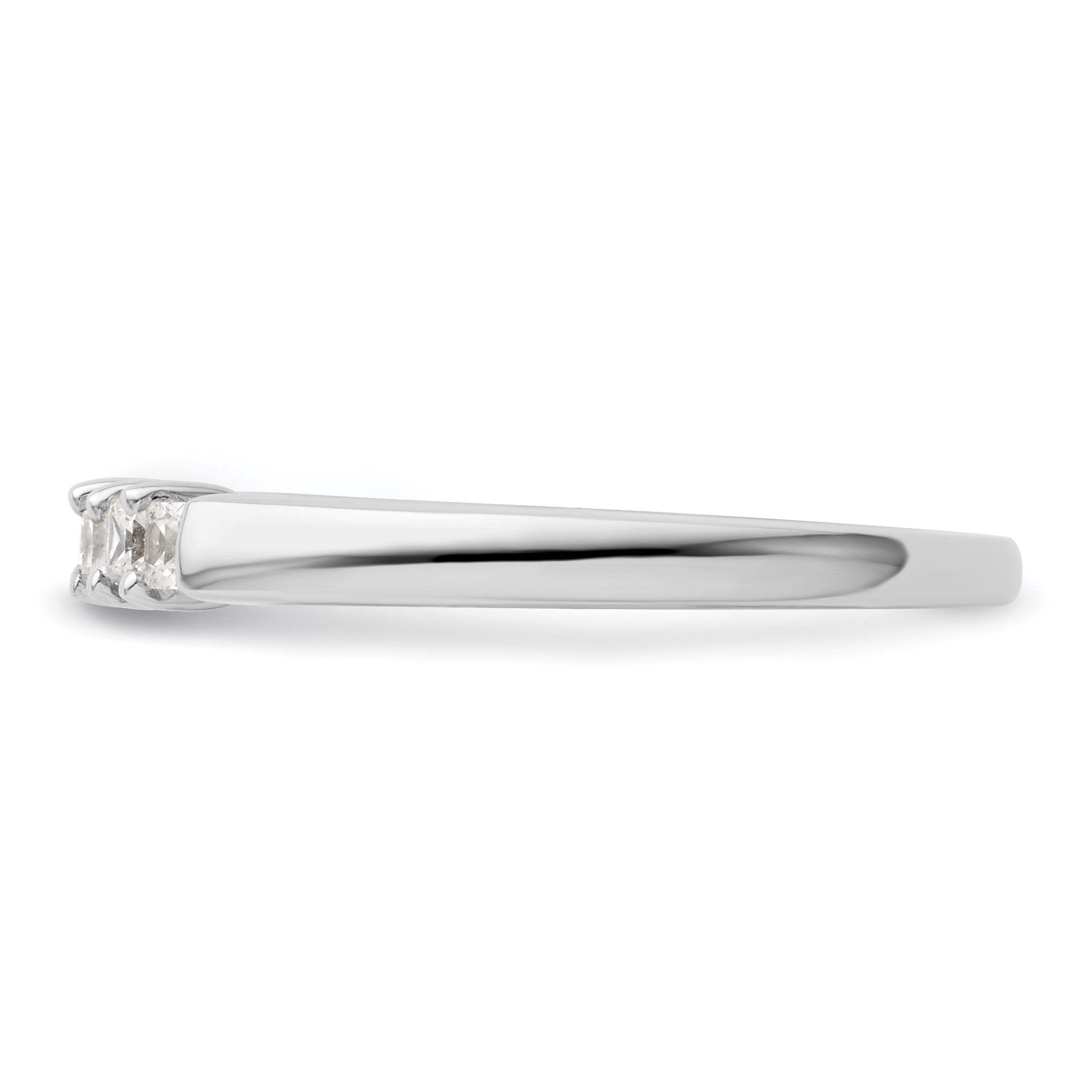 0.25ct. CZ Solid Real 14K White Gold 5-Stone Wedding Band Ring