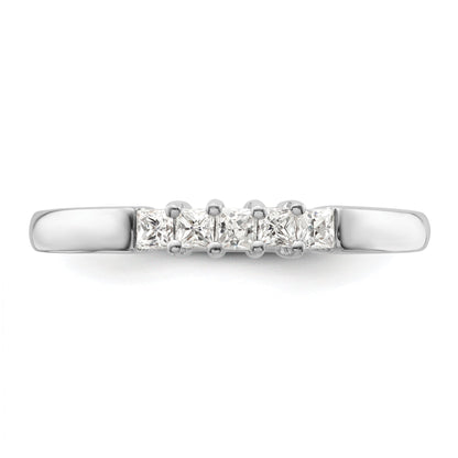 0.25ct. CZ Solid Real 14K White Gold 5-Stone Wedding Band Ring