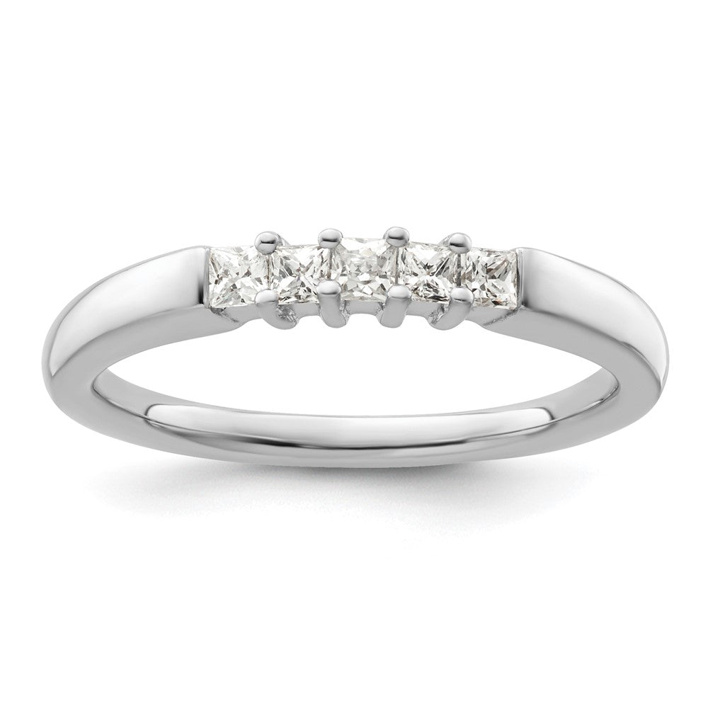 14K White Gold 5-Stone Real Diamond Band