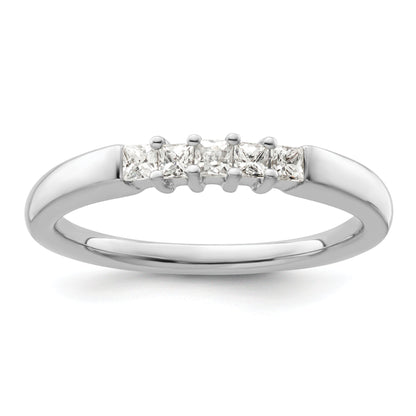 0.25ct. CZ Solid Real 14K White Gold 5-Stone Wedding Band Ring