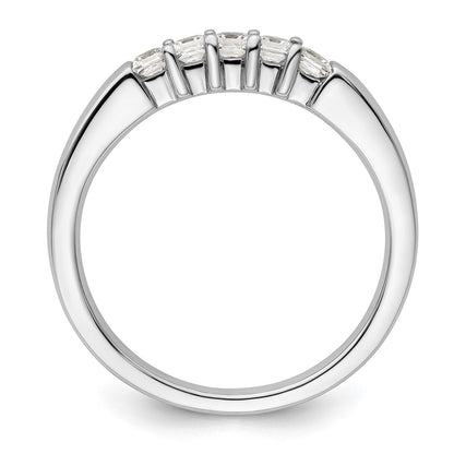 14K White Gold 5-Stone Real Diamond Band