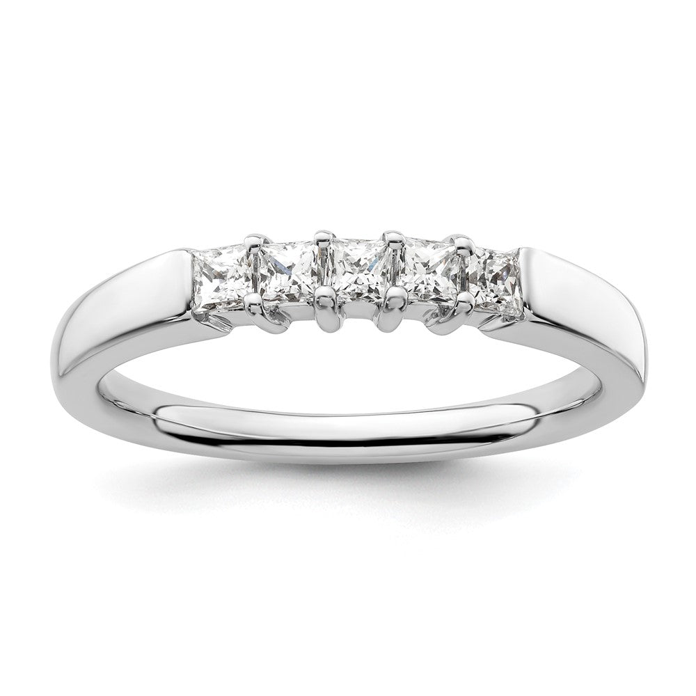 14K White Gold 5-Stone Real Diamond Band