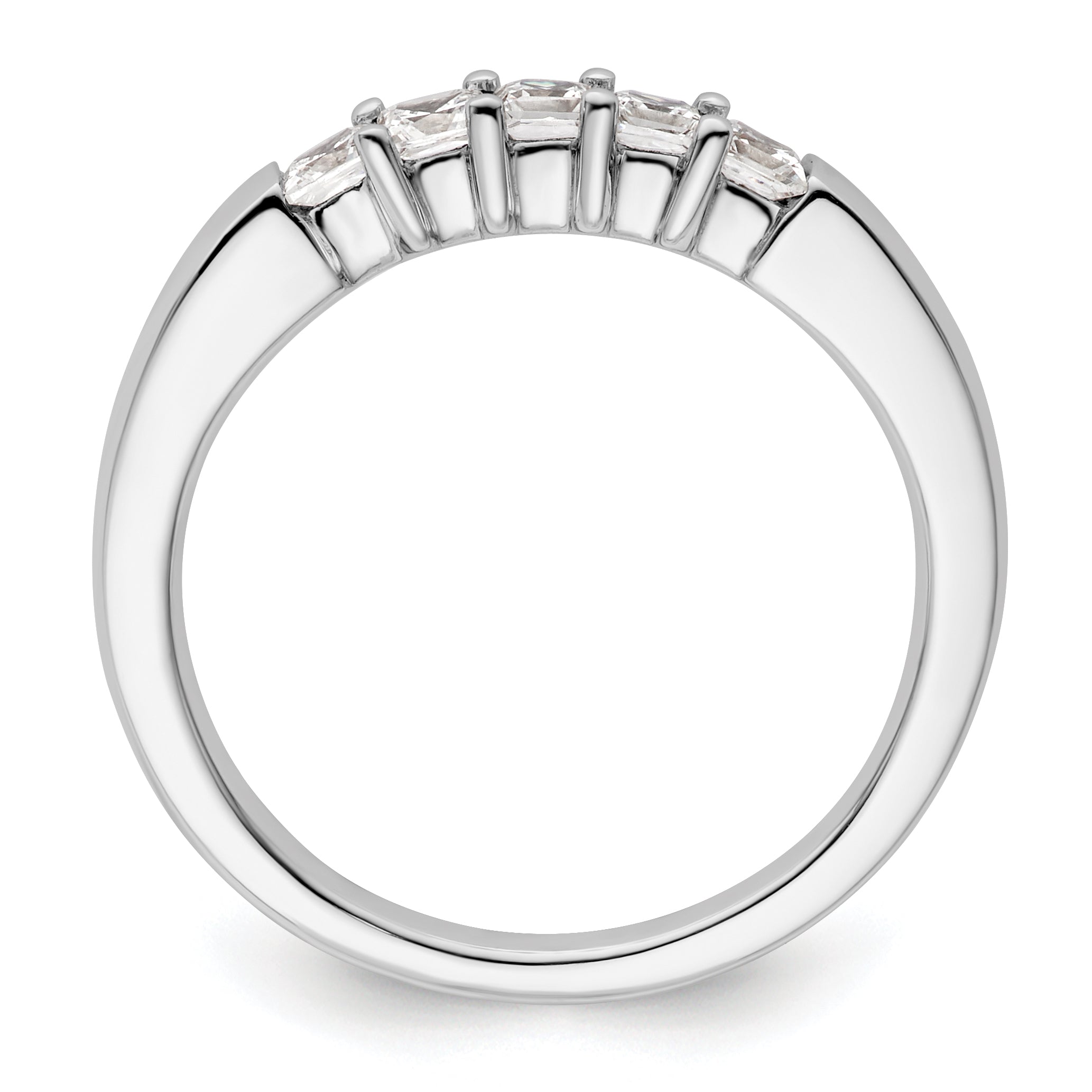0.50ct. CZ Solid Real 14K White Gold 5-Stone Wedding Band Ring