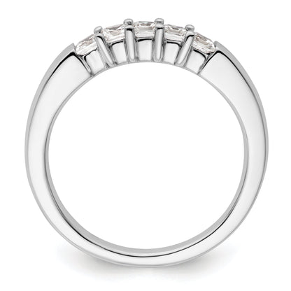 0.50ct. CZ Solid Real 14K White Gold 5-Stone Wedding Band Ring
