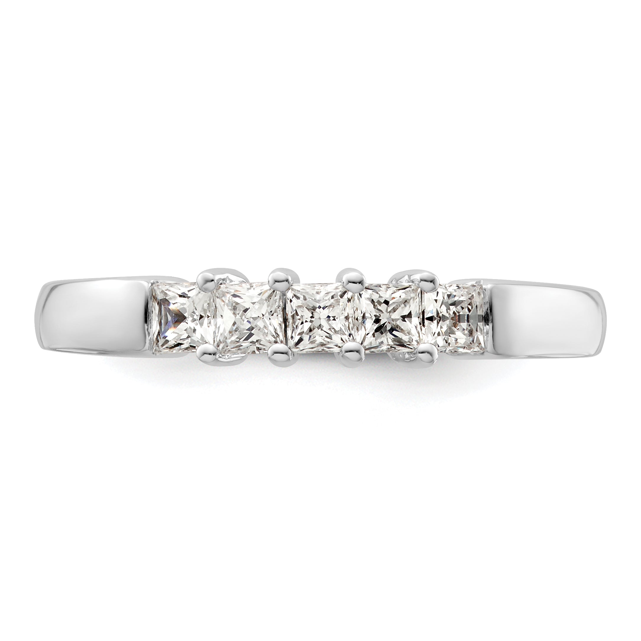 0.50ct. CZ Solid Real 14K White Gold 5-Stone Wedding Band Ring