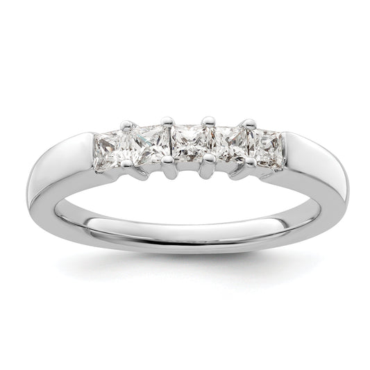 0.50ct. CZ Solid Real 14K White Gold 5-Stone Wedding Band Ring