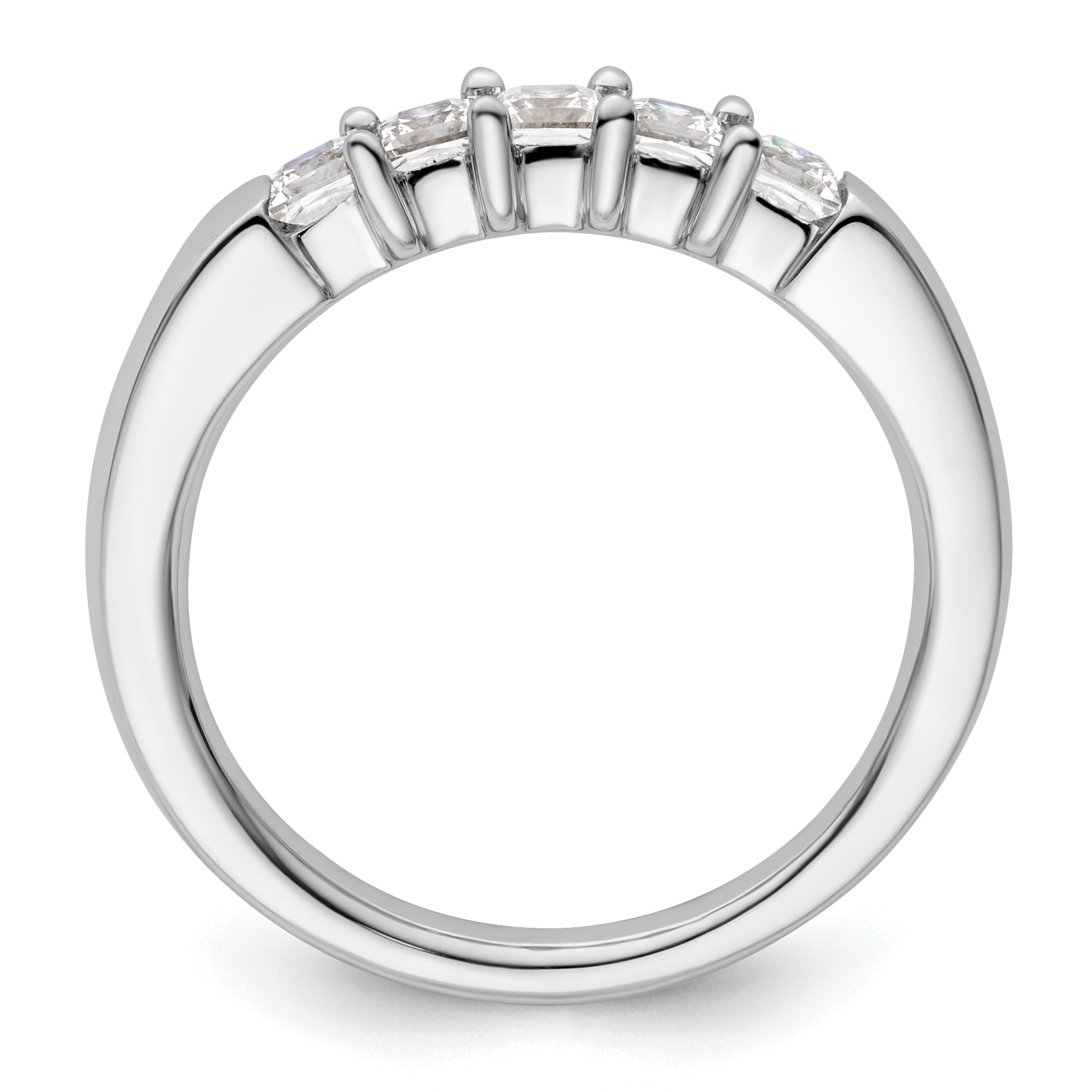 0.70ct. CZ Solid Real 14K White Gold 5-Stone Wedding Band Ring