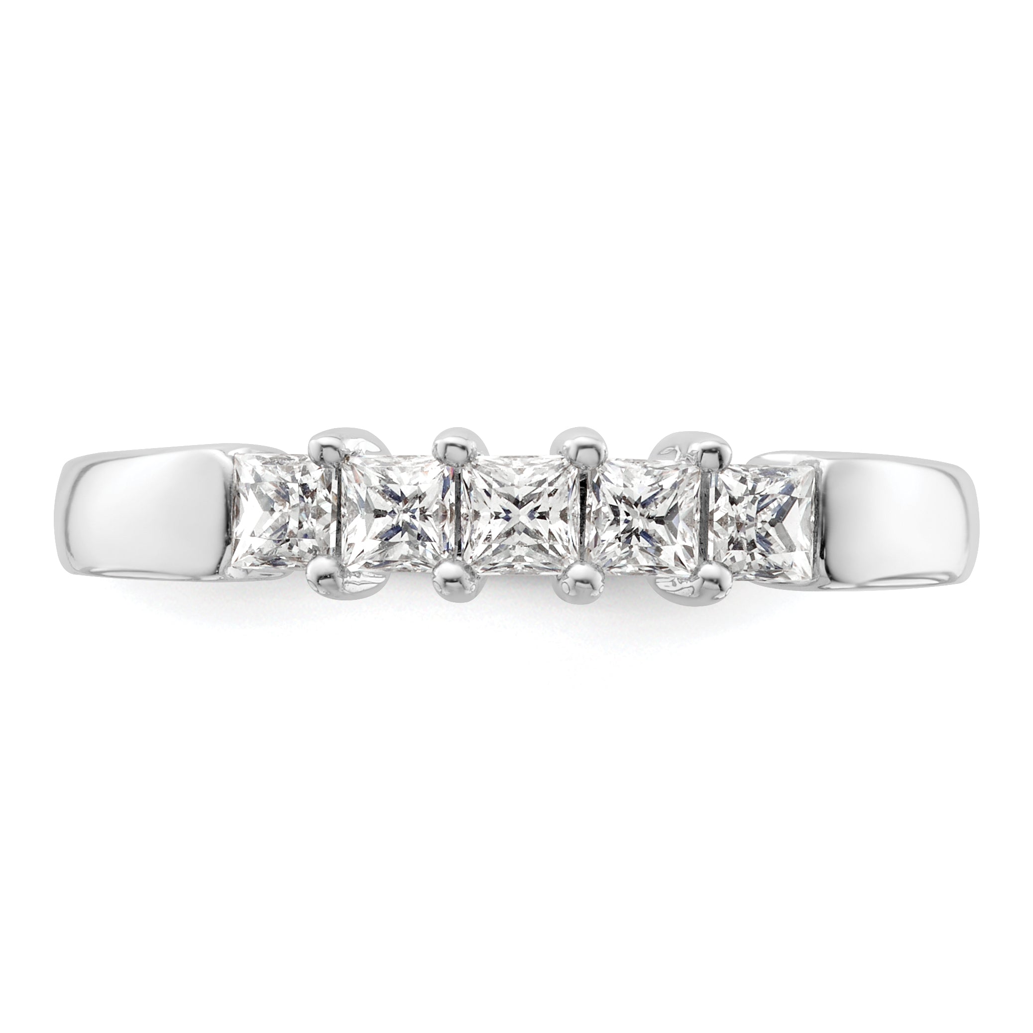 0.70ct. CZ Solid Real 14K White Gold 5-Stone Wedding Band Ring