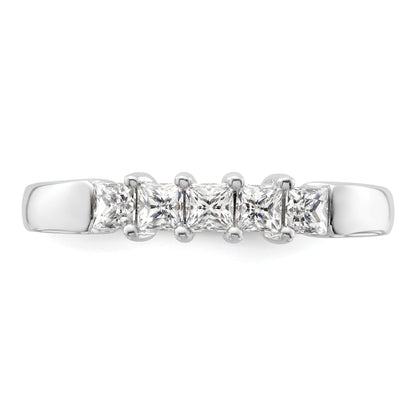 0.70ct. CZ Solid Real 14K White Gold 5-Stone Wedding Band Ring