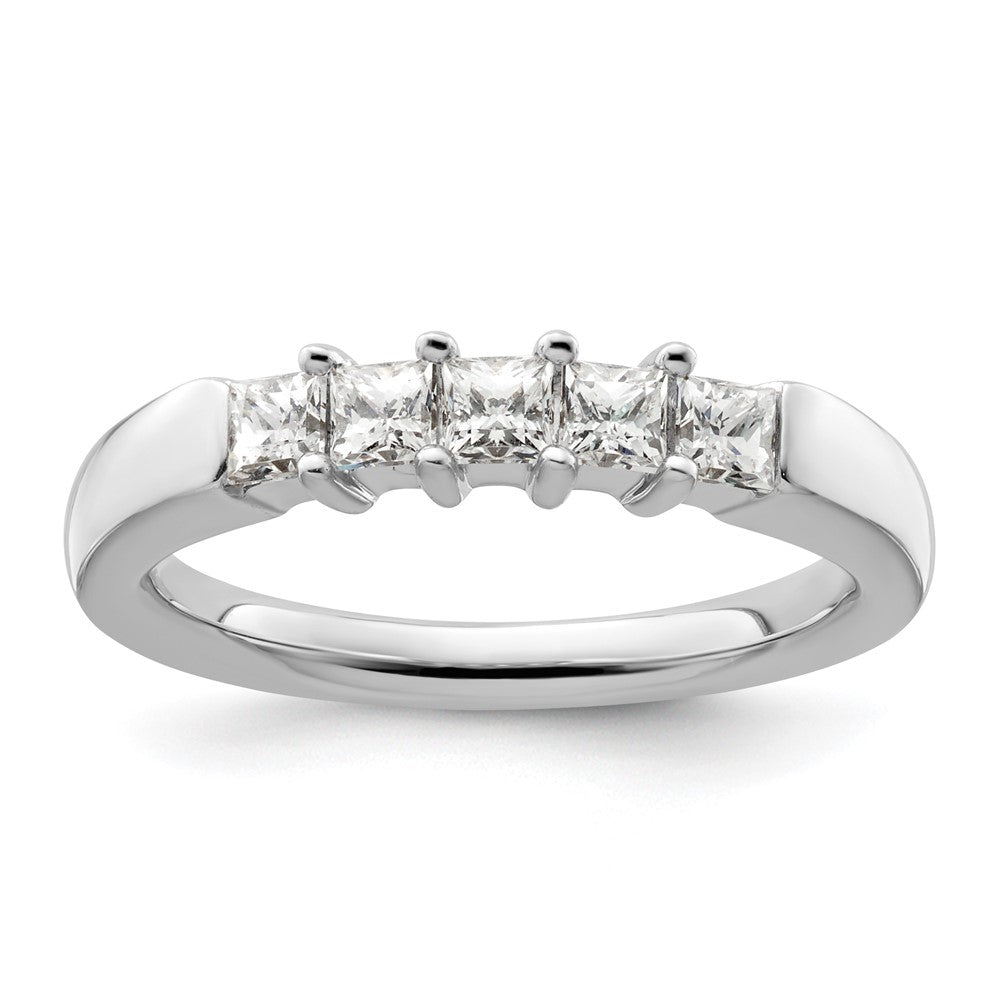 14K White Gold 5-Stone Real Diamond Band