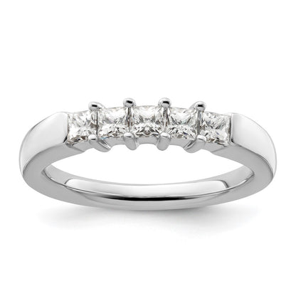 14K White Gold 5-Stone Real Diamond Band
