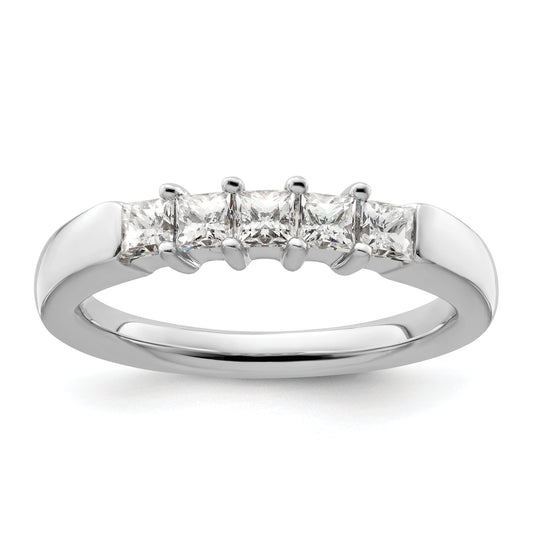 0.70ct. CZ Solid Real 14K White Gold 5-Stone Wedding Band Ring