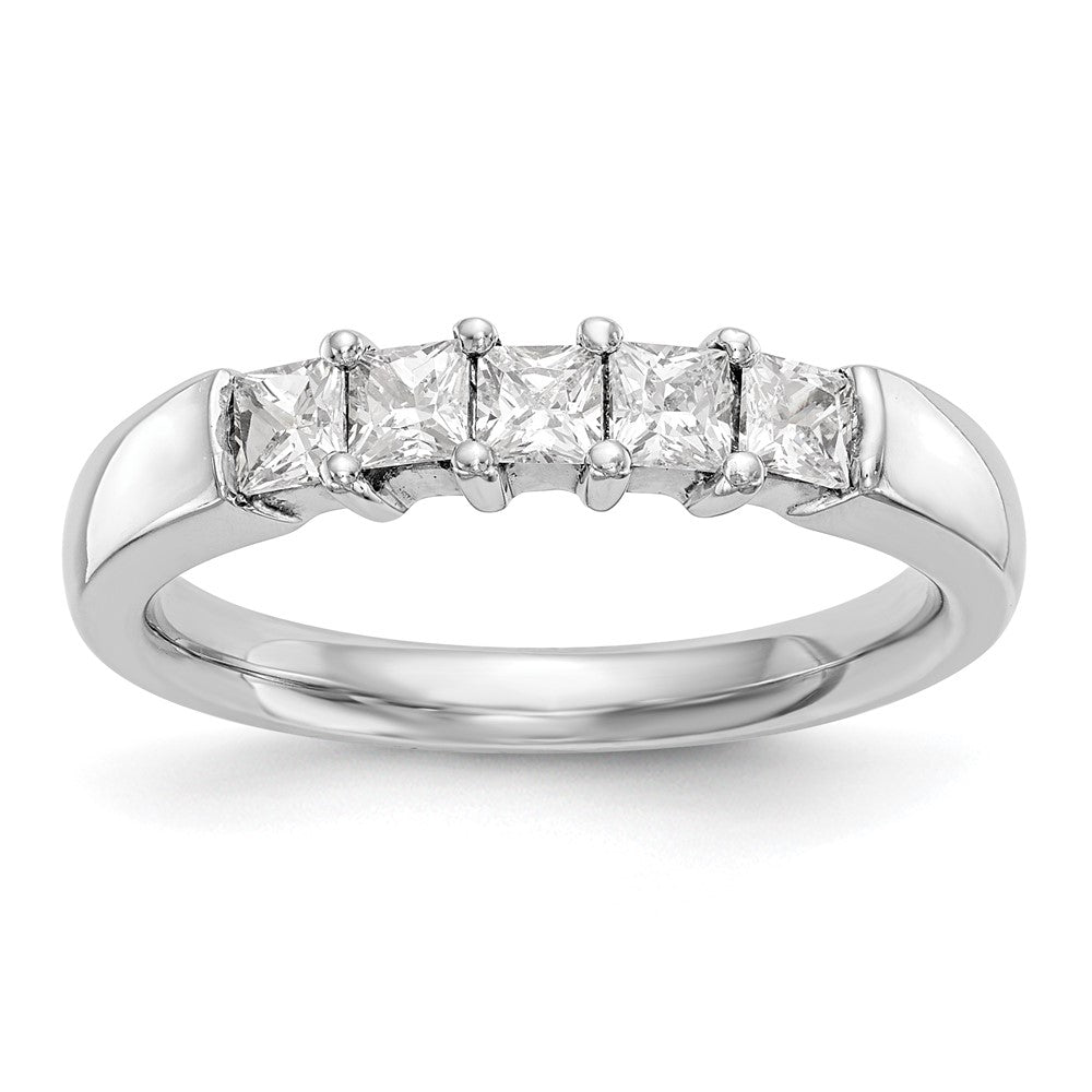 14K White Gold 5-Stone Real Diamond Band