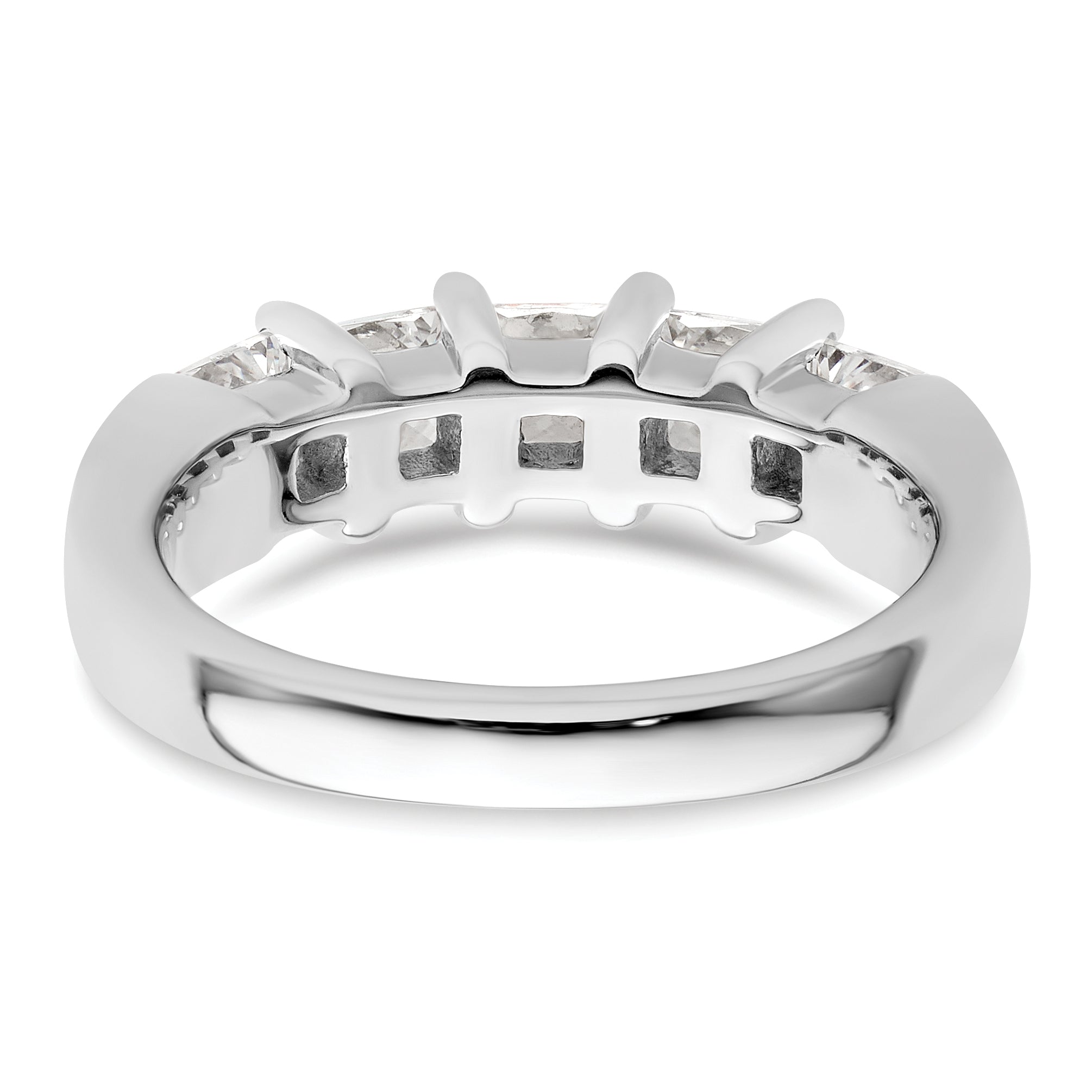 1.50ct. CZ Solid Real 14K White Gold 5-Stone Wedding Band Ring