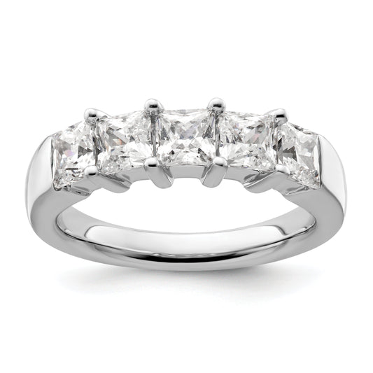 1.50ct. CZ Solid Real 14K White Gold 5-Stone Wedding Band Ring