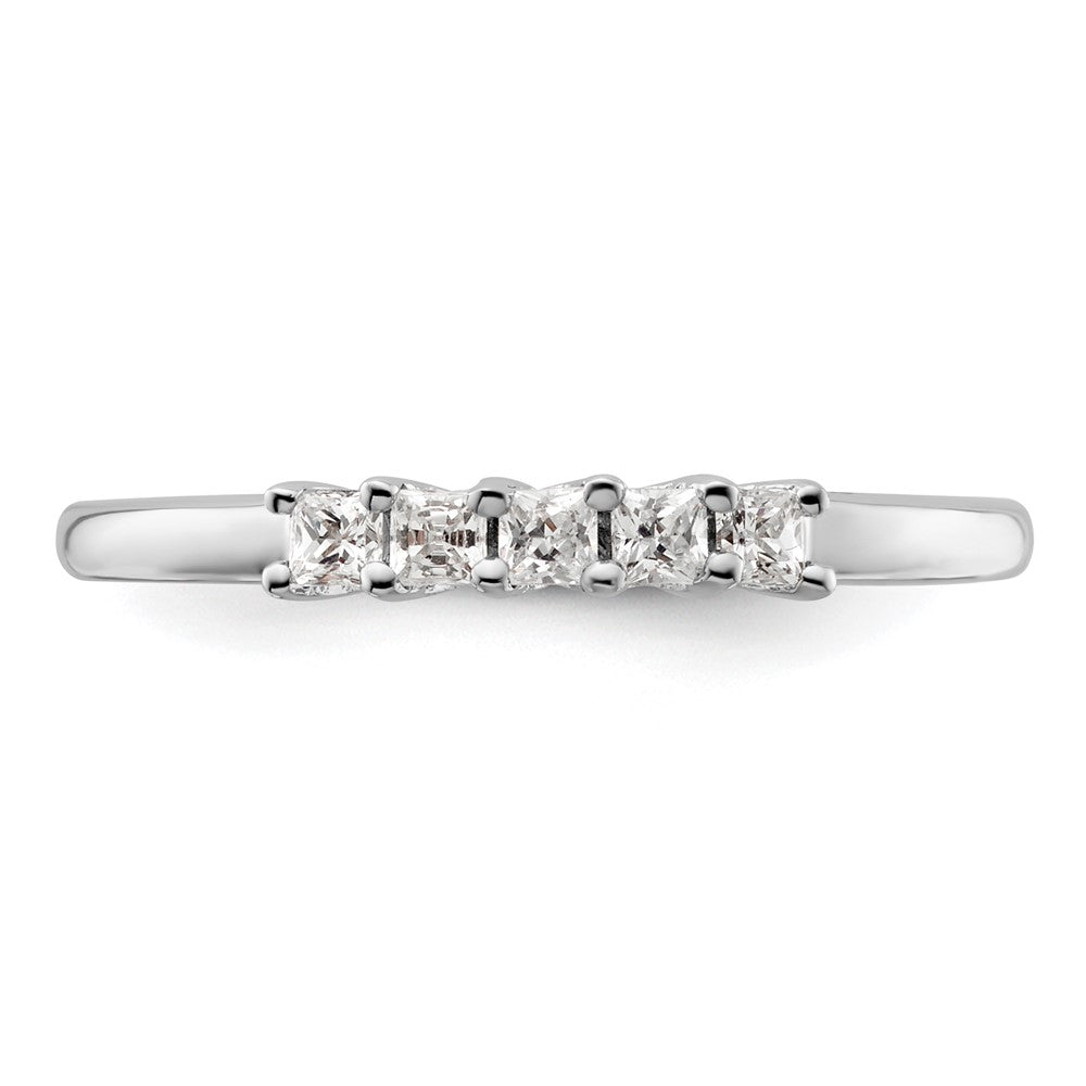 14K White Gold 5-Stone Real Diamond Band