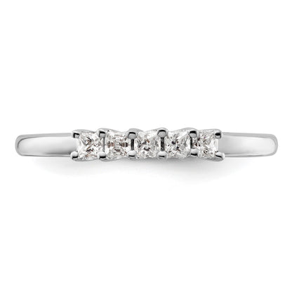 14K White Gold 5-Stone Real Diamond Band