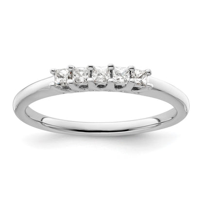 14K White Gold 5-Stone Real Diamond Band