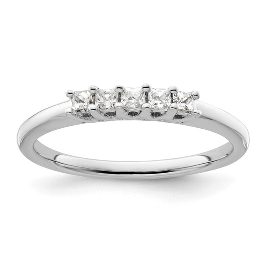 14K White Gold 5-Stone Real Diamond Band