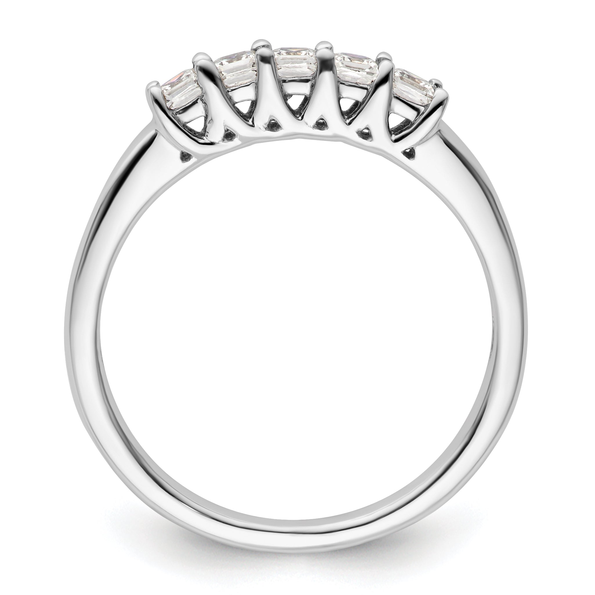 0.34ct. CZ Solid Real 14K White Gold 5-Stone Wedding Band Ring