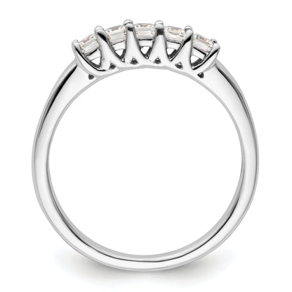 0.34ct. CZ Solid Real 14K White Gold 5-Stone Wedding Band Ring