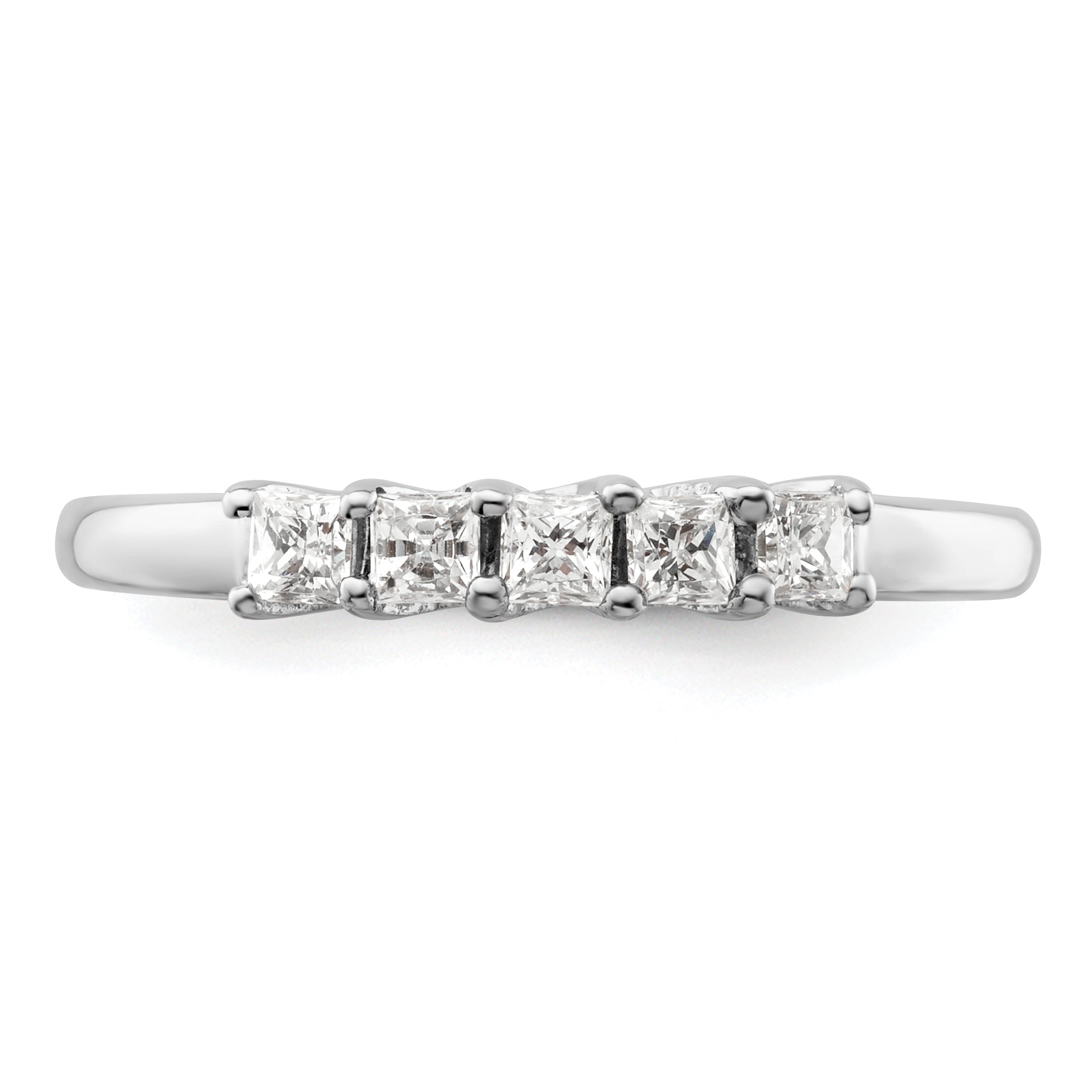 0.34ct. CZ Solid Real 14K White Gold 5-Stone Wedding Band Ring