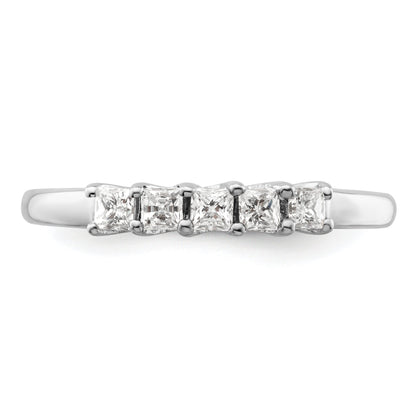 0.34ct. CZ Solid Real 14K White Gold 5-Stone Wedding Band Ring