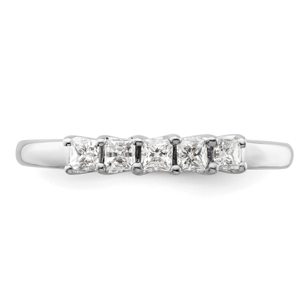 14K White Gold 5-Stone Real Diamond Band